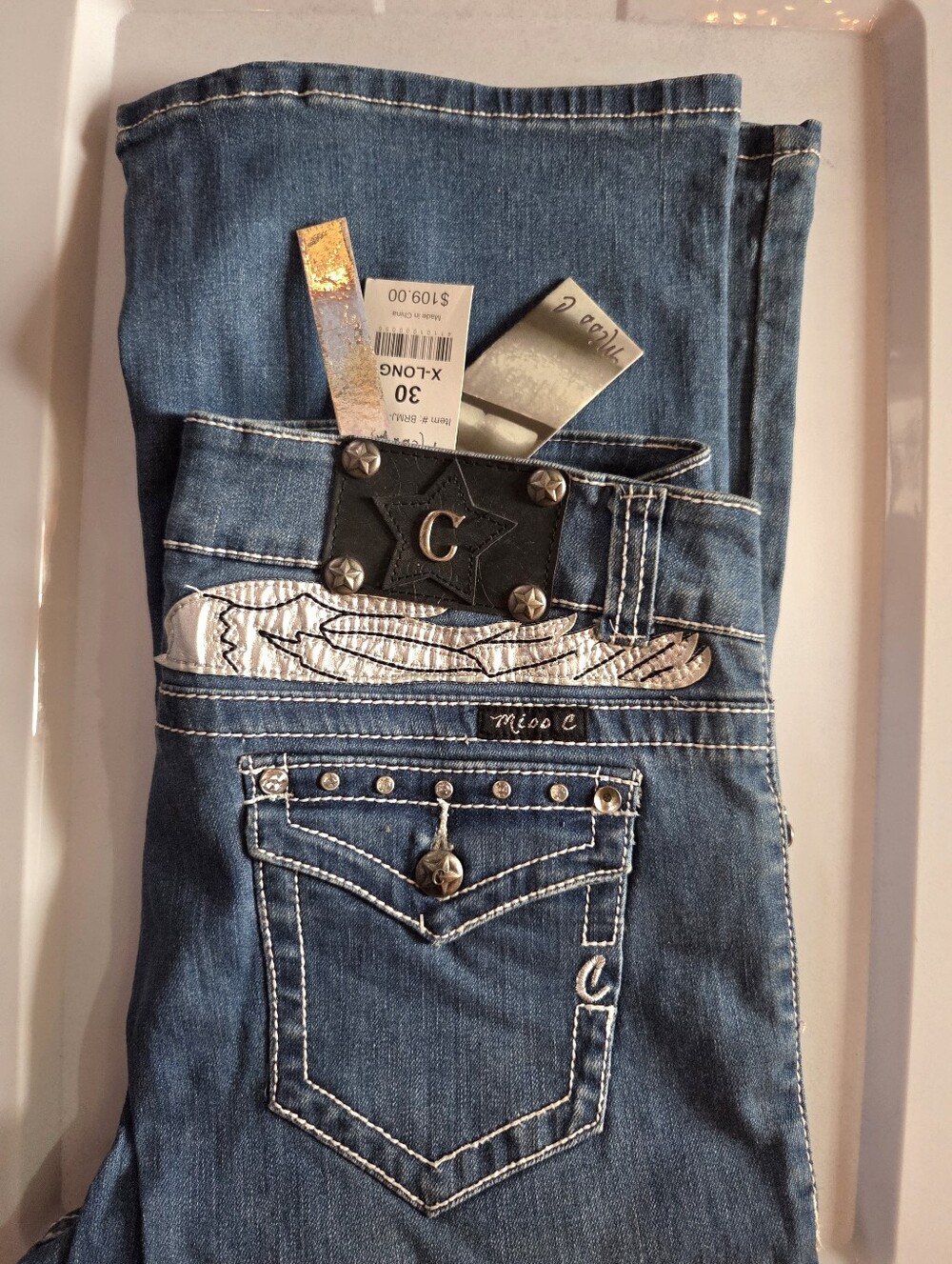 Miss C Bootcut Jeans with Silver Embellished Waist Size 30